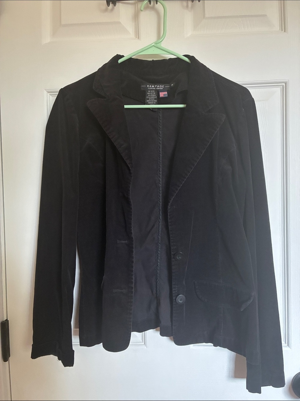 Rampage Black Velvet Blazer with Notch Lapel